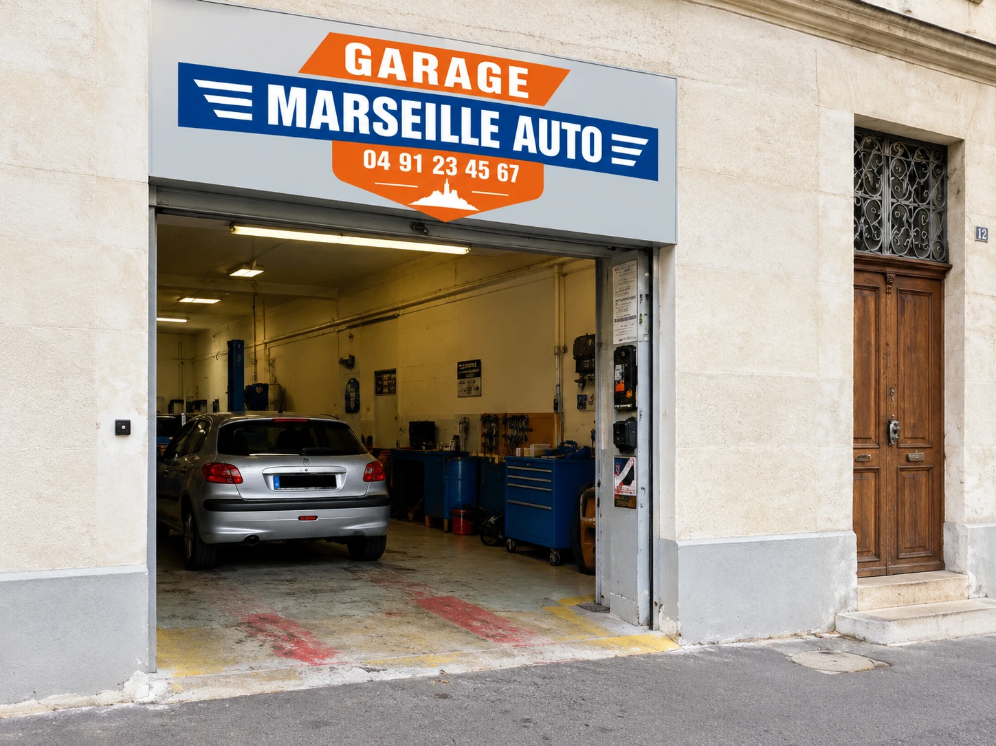 Façade du Garage Marseille Auto, 12 rue Saint-Pierre à Marseille